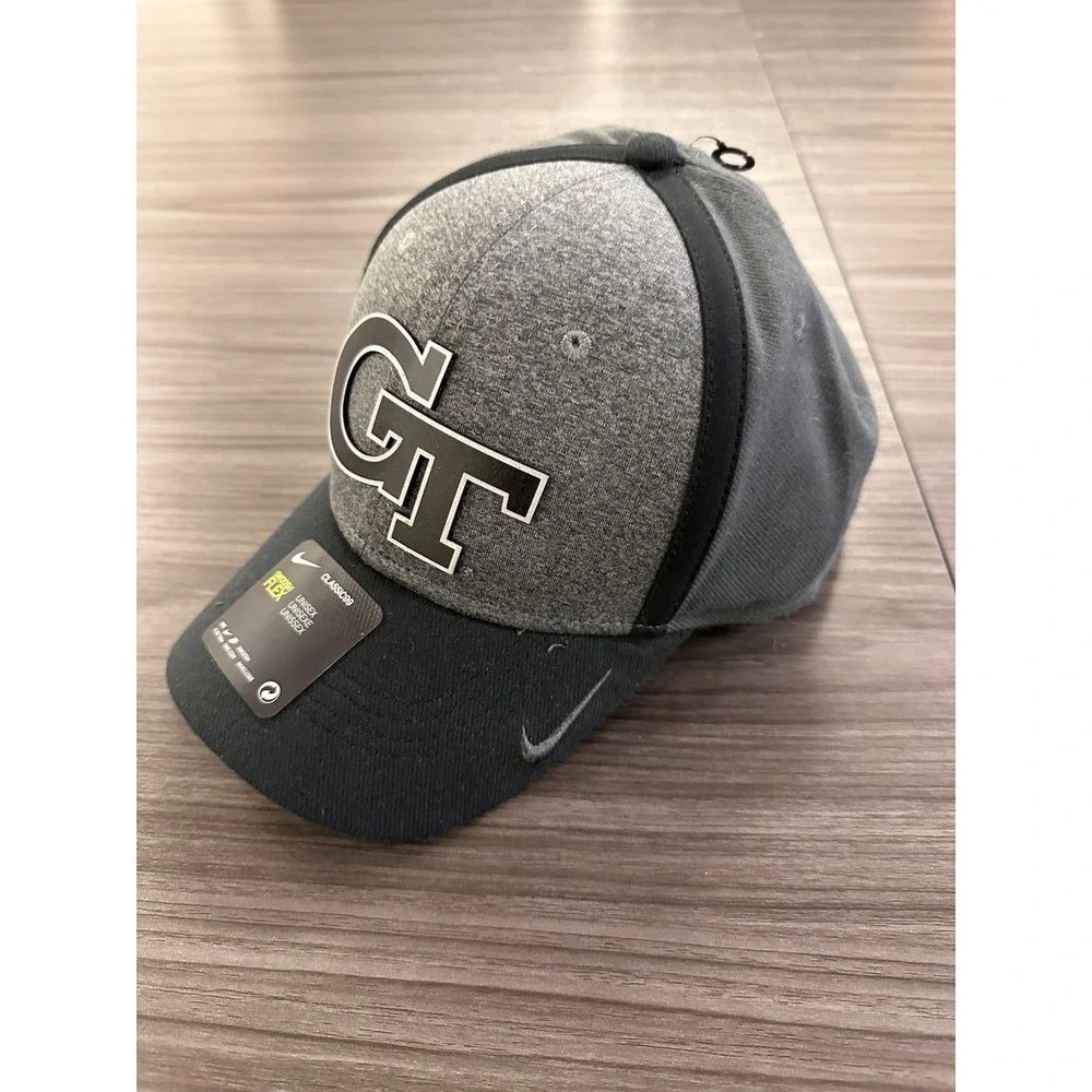 New Nike Georgia Tech Yellow Jackets Hat/Cap Swoosh Flex OSFM Classic 99 Gray
